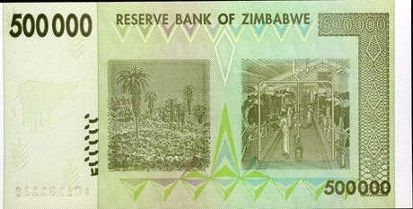 Банкнота в 500 000 долларов Зимбабве